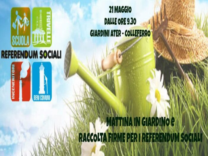 Colleferro, sabato 21 maggio ai giardini Ater con l'UGI