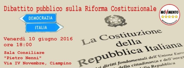 Ciampino, oggi dibattito sul referendum costituzionale con la portavoce M5S al Senato Elena Fattori