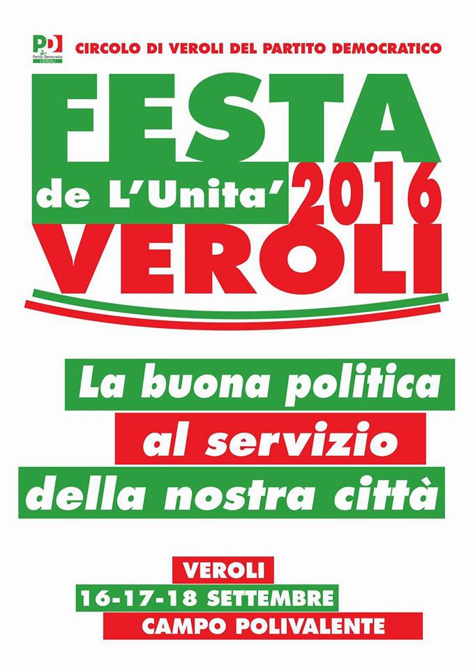 Veroli dal 16 al 18 settembre 2016 la Festa de L'Unità