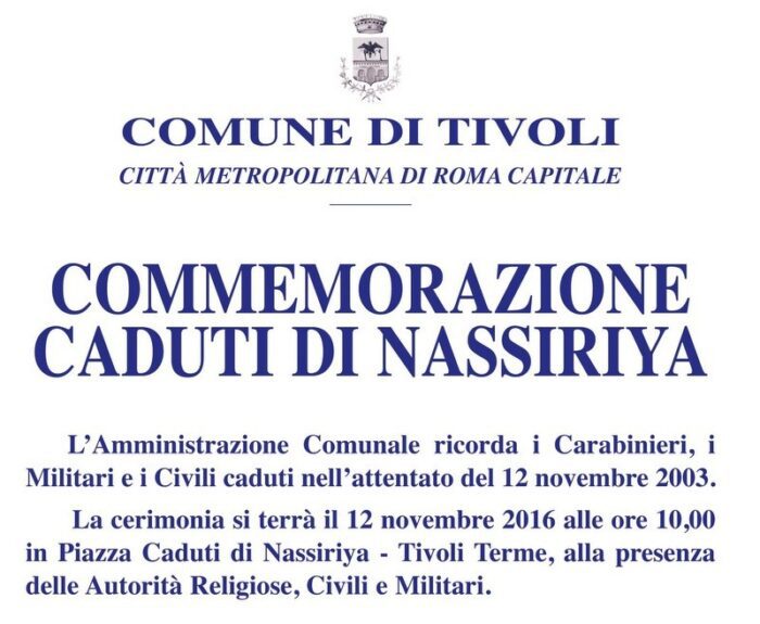 tivoli commemorazione caduti nassiriya