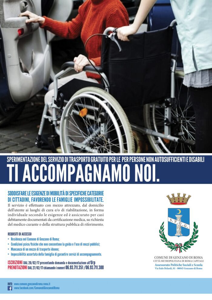 TI ACCOMPAGNIAMO NOI: PARTE IL SERVIZIO TRASPORTO GRATUITO PER LE PERSONE NON AUTOSUFFICIENTI, DISABILI