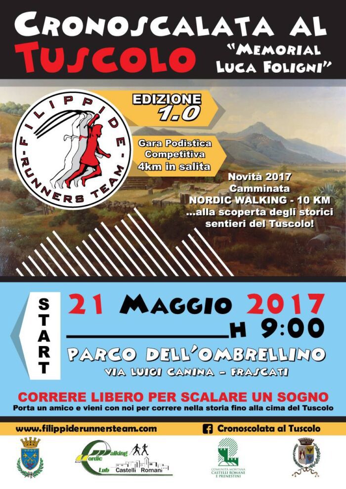 Cronoscalata al Tuscolo 2017, "Memorial Luca Foligni": Nordic Walking alla scoperta degli storici sentieri