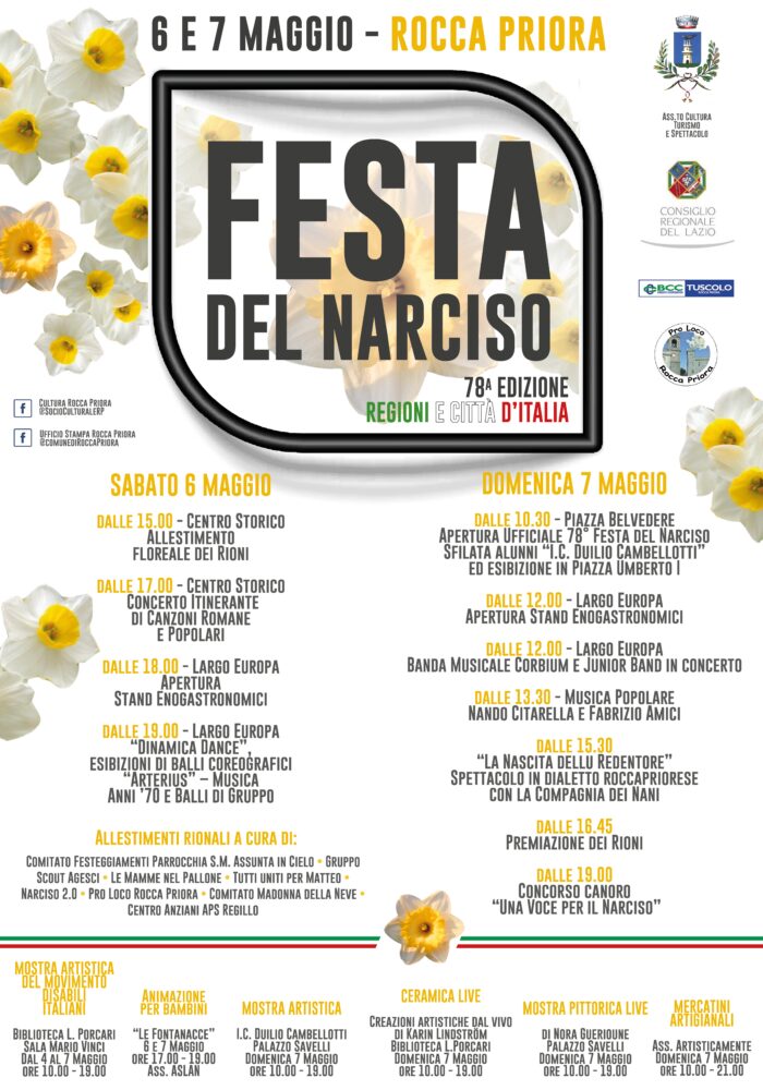 Rocca Priora, Festa del Narciso 2017: il 7 maggio la 78esima edizione. Il programma