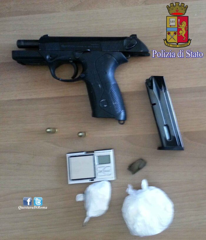 San Basilio, 27enne arrestato: deteneva hashish, cocaina e una pistola calibro 9