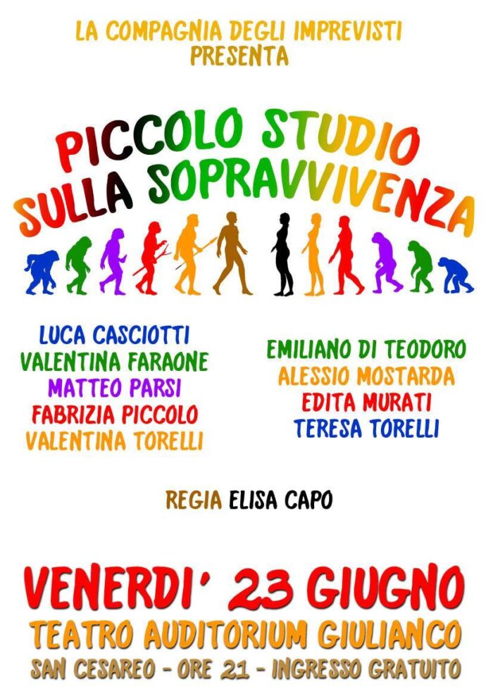 San Cesareo, "Piccolo studio sulla sopravvivenza": lo spettacolo gratuito organizzato dall'associazione Mai soli