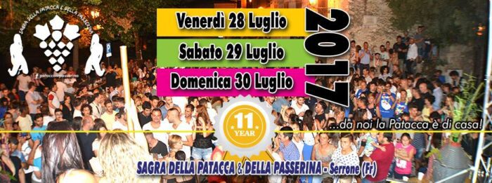 Sagra della patacca e della passerina 2017 al Serrone: torna l'appuntamento più atteso della Ciociaria