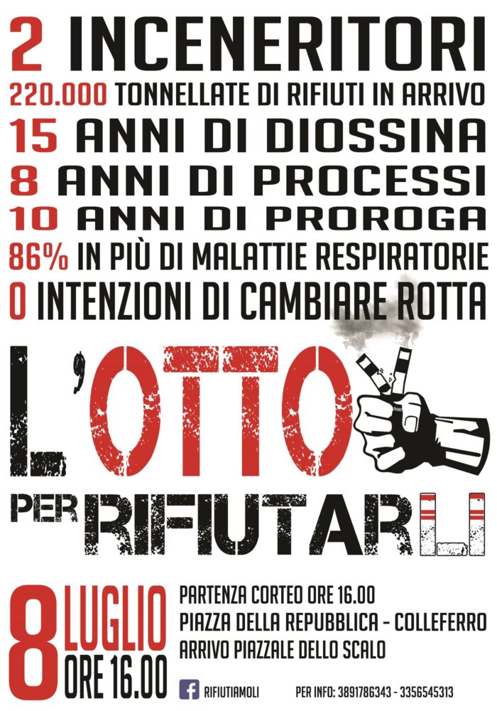 Anche il Partito Comunista dei Castelli Romani contro la riaccensione degli inceneritori di Colleferro