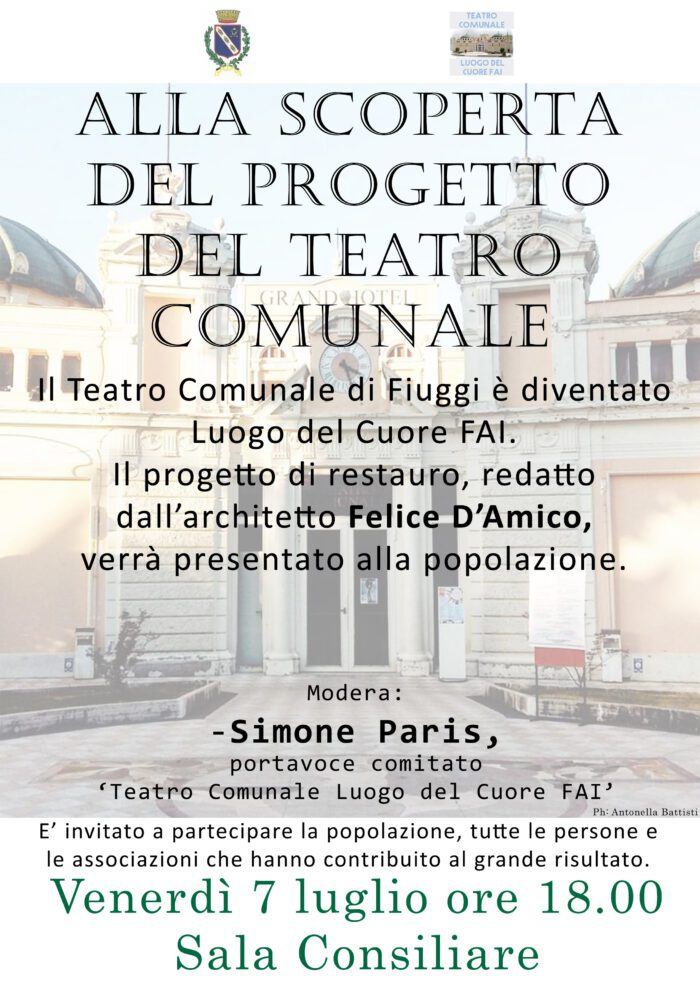 FAI-Il Teatro Comunale di Fiuggi entra nei ''Luoghi del Cuore'' dell'associazione ambientalista