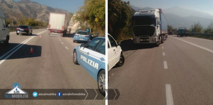 Sora-Cassino, senso unico alternato per autocarro in panne oggi 18 ottobre 2017