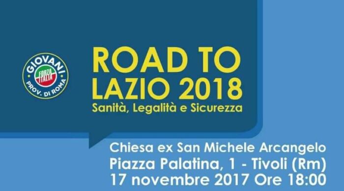 Tivoli, Road to Lazio 2018: manifestazione di FI Giovani su Salute, Legalità, Sicurezza