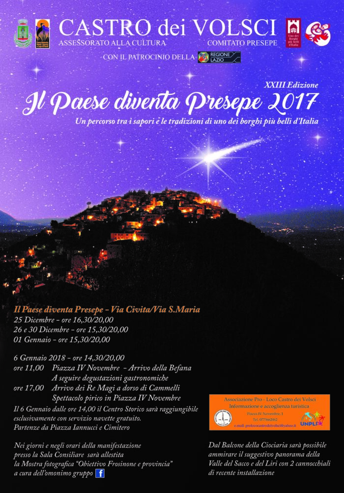 Castro dei Volsci, Il Paese diventa Presepe 2017: torna la manifestazione di Natale più attesa della Ciociaria