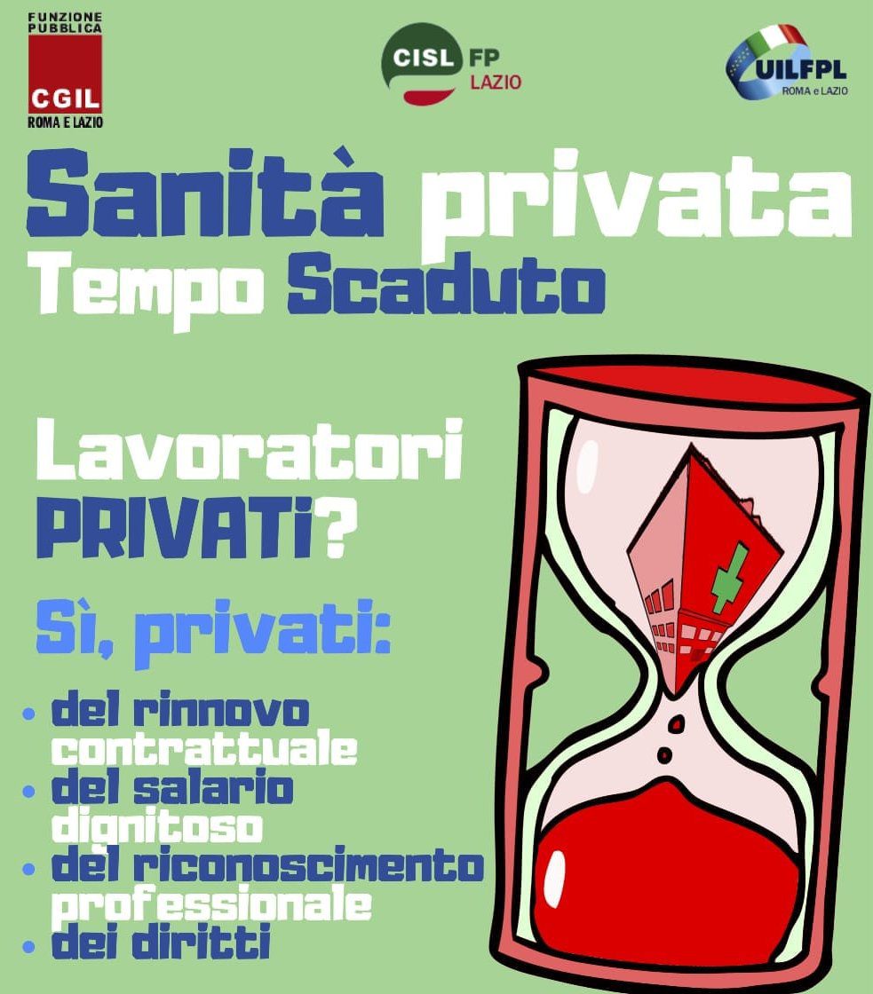 Sanità Privata, Cgil Cisl Uil: 12 Giugno A Montecitorio La Manifestazione