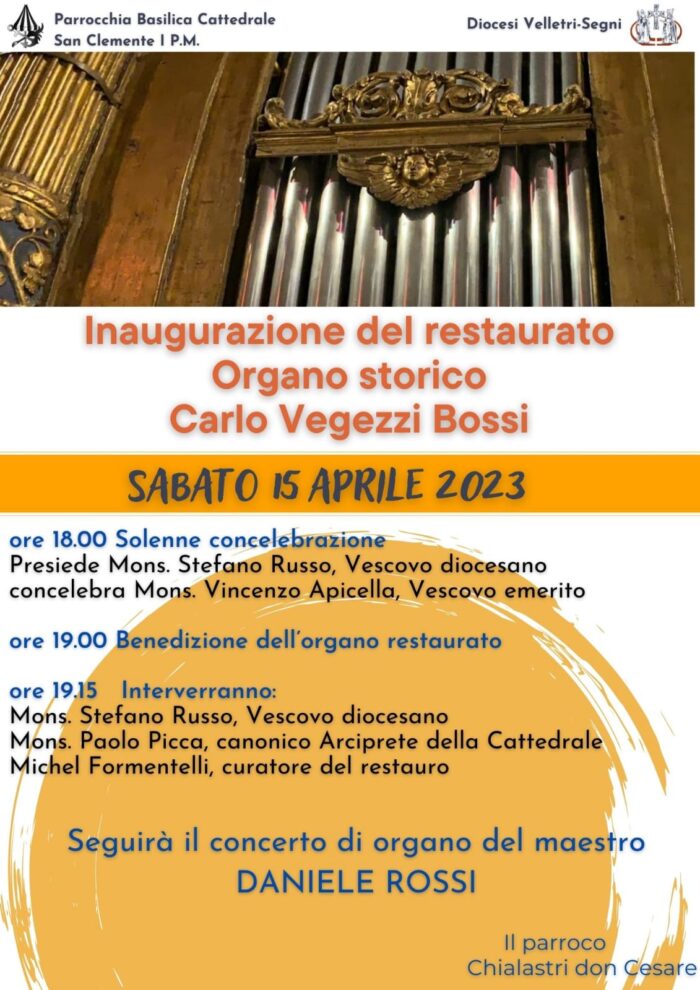 velletri basilica san clemente inaugurazione restaurato organo storico