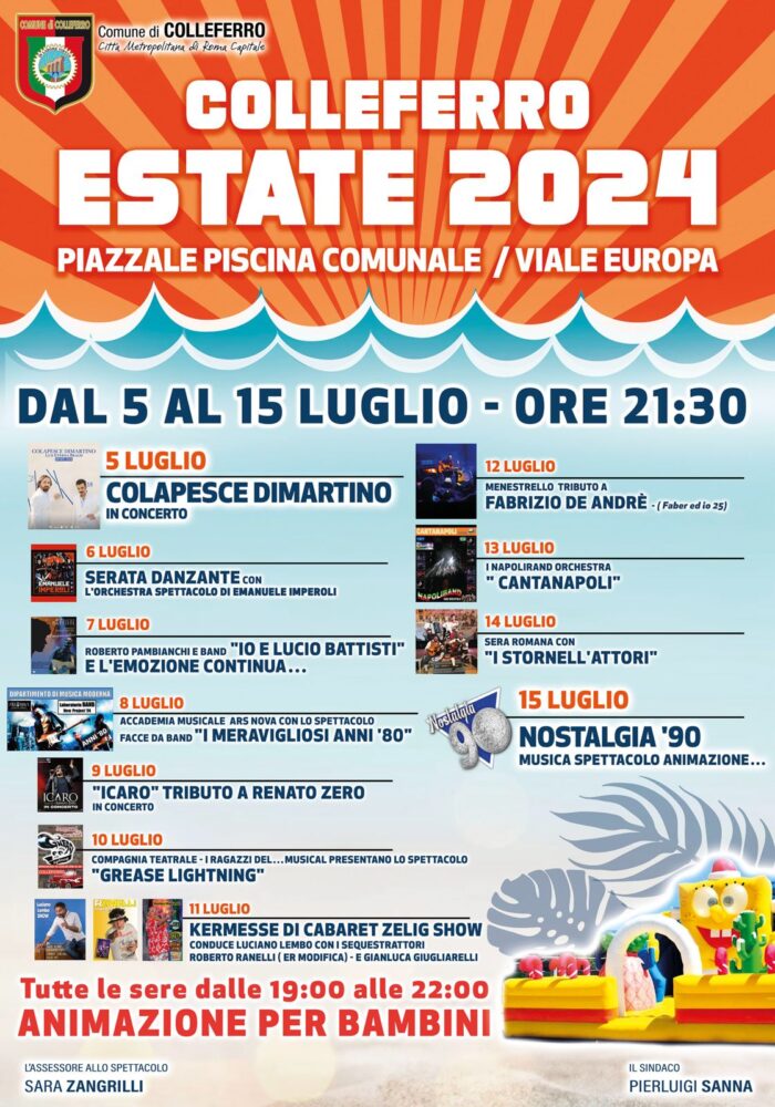 Colleferro Estate 2024: al via dal 5 luglio con il concerto di Colapesce Dimartino